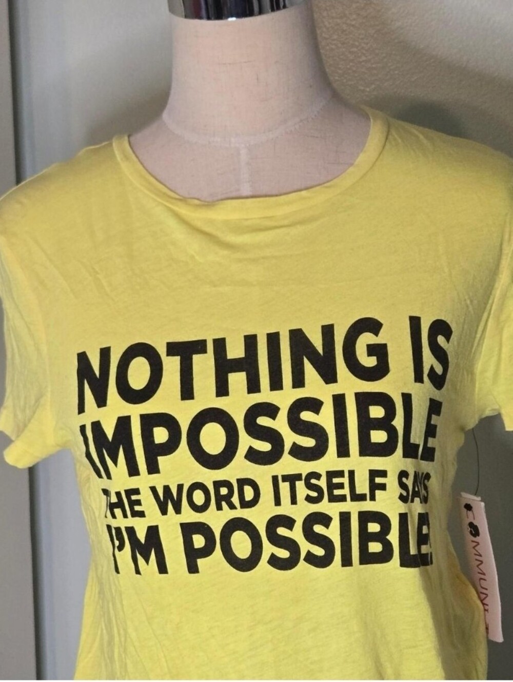 Alice + Olivia Yellow Graphic 'Nothing Is Impossible' Tee